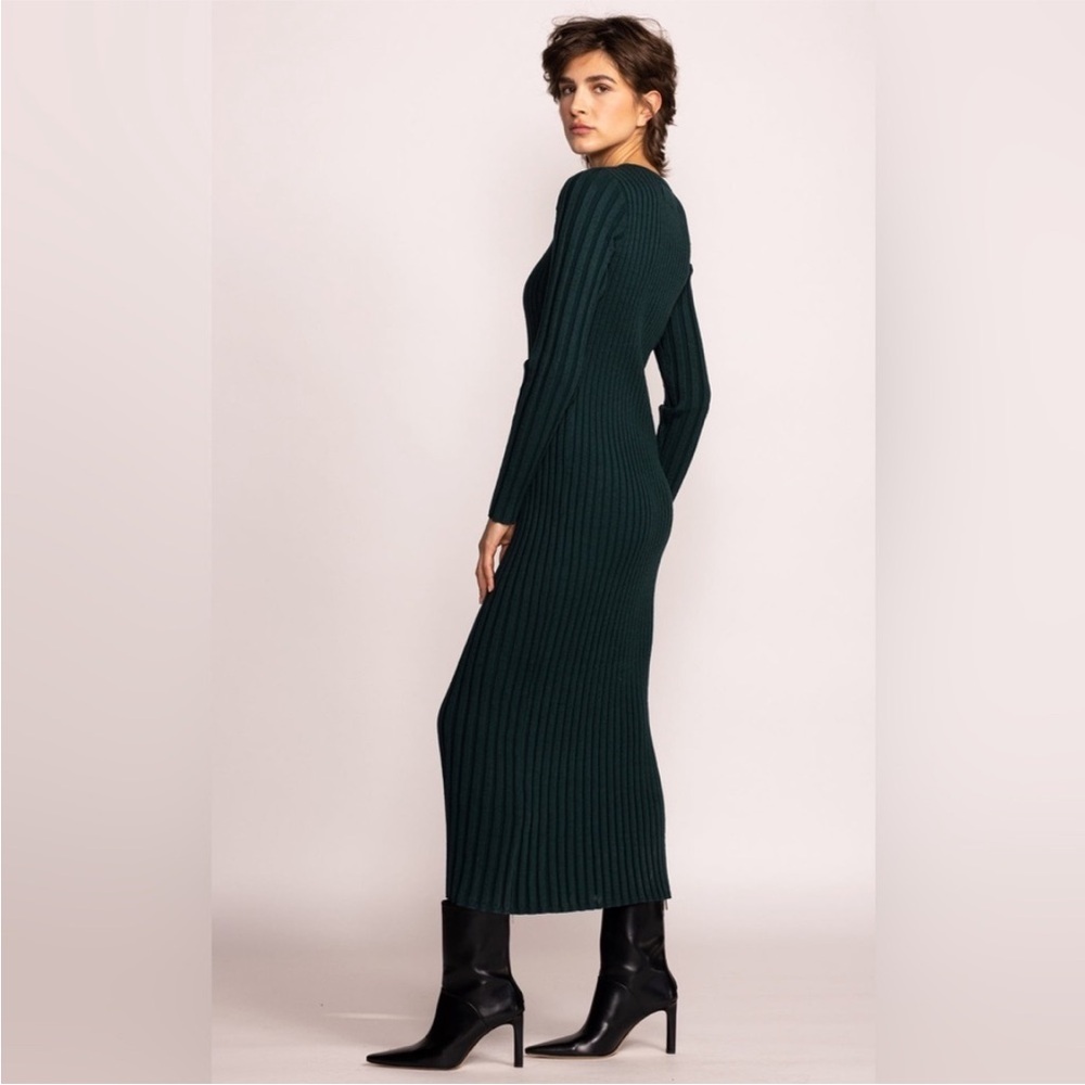 Dark Green RibKnit Bodycon Midaxi Dress (Pink Martini - The Ava Sweater Dress) - Picture 2 of 10